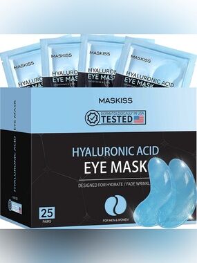 Hyaluronic Acid Eye Mask –25 Pairs, Reduces Dark Circles, Eye Bags, & Lines, NIB